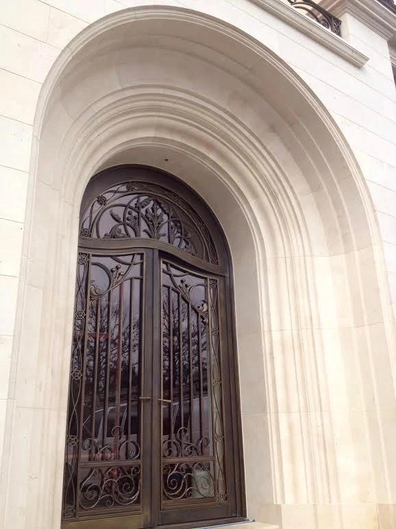 Custom Made Cream Limestone Architectural Stone Classic Arch Moulding Entrance