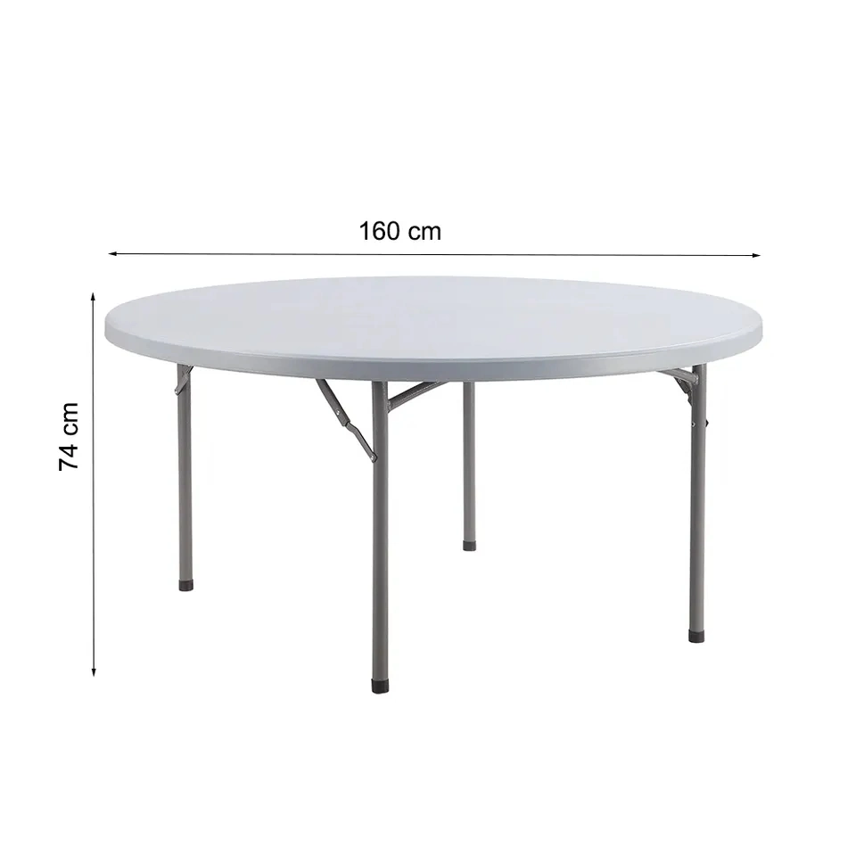 Stackable White Big Round Dining Tables Foldable for Wedding Marquee Events Party and Outdoor Use Table