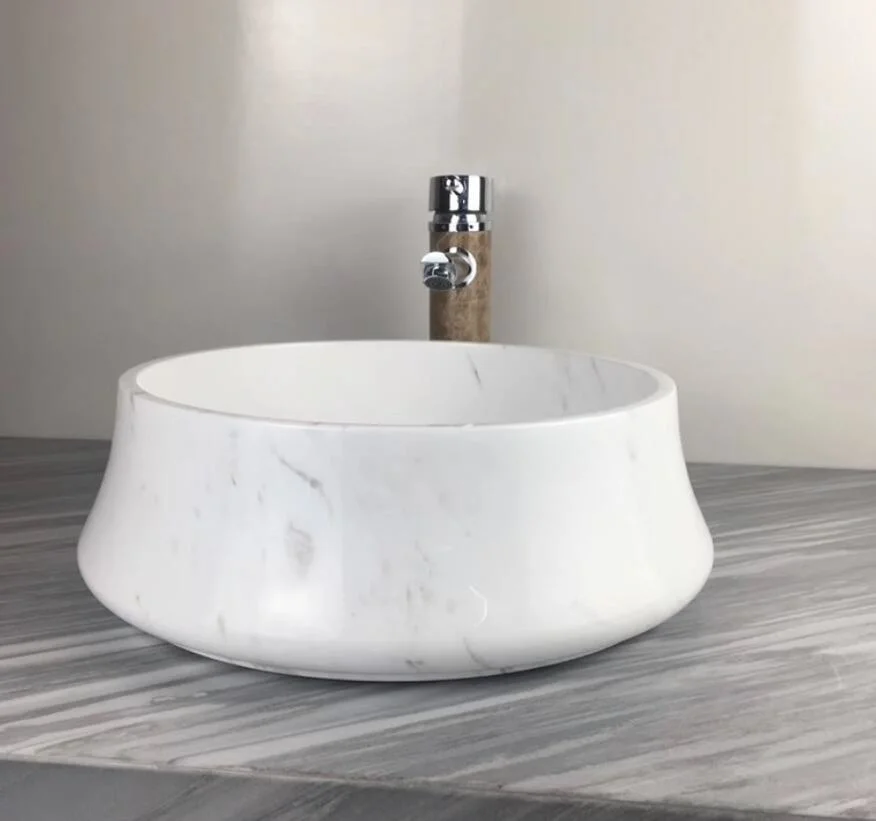 Natural Stone polished Greece Volakas Venus White Marble Round Washbasin Sinks for Bathroom/vanity/table/bar