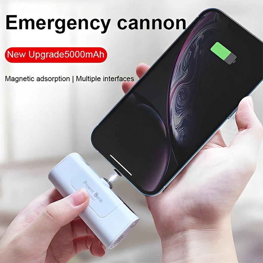 Cargador de mini cápsula Banco de alimentación Micro USB Tipo C 5000mAh Cargador de batería portátil para 3 in1 Cargador de teléfono móvil Alimentación Banco