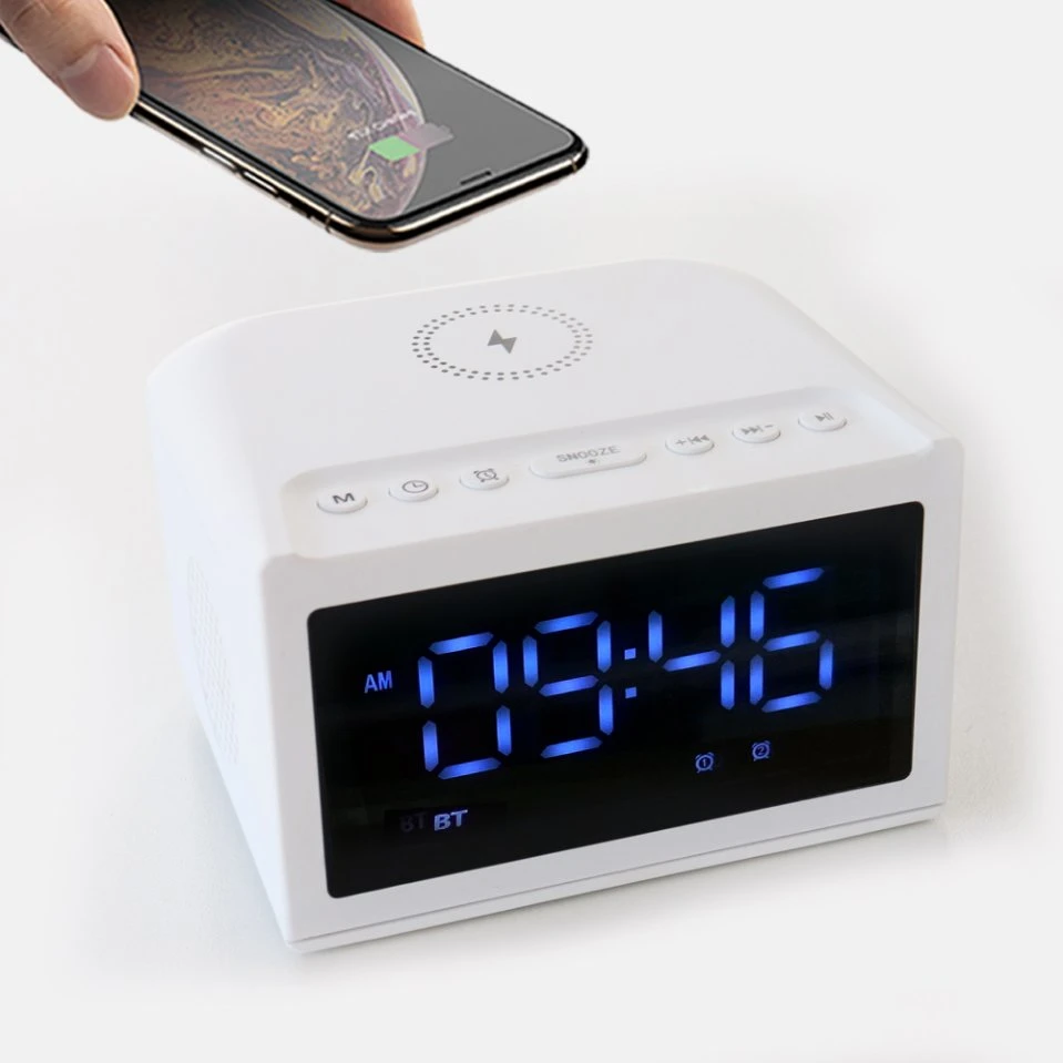 Portable Blue Tooth Woofer Speakers SL18 Digital LED Display Table Alarm Clock Blue Tooth Speaker with FM Radio