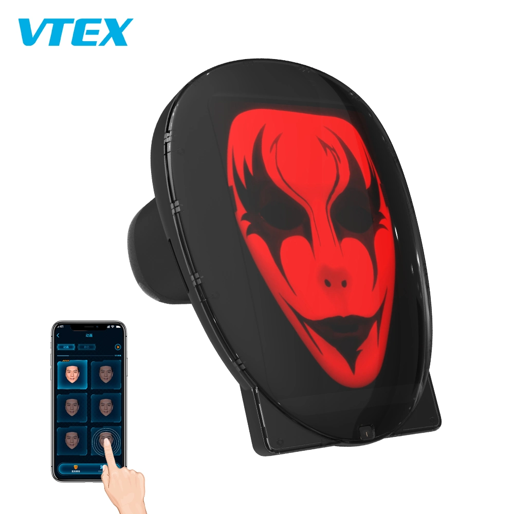 Vtex Digital de 8 pulgadas de alta resolución de Control de la aplicación inteligente de LED de bricolaje de cara completa la máscara de fiesta de Halloween máscaras