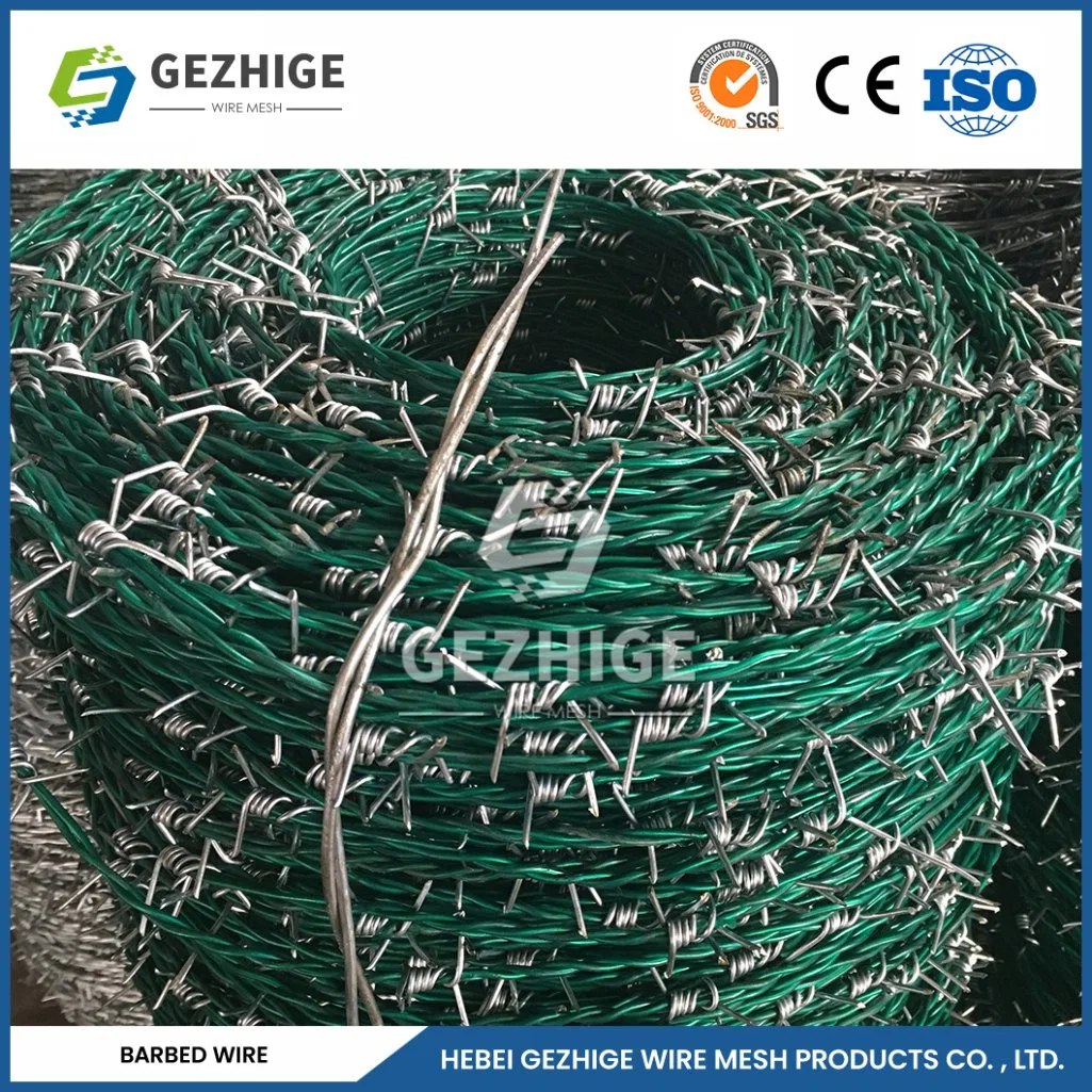 Gezhige 100m Barbed Wire Factory 65mm Barb Length 12 Swg Galvanized Barbed Wire China 8.1096 Stab Distance Chain Necklace Barbed Wire