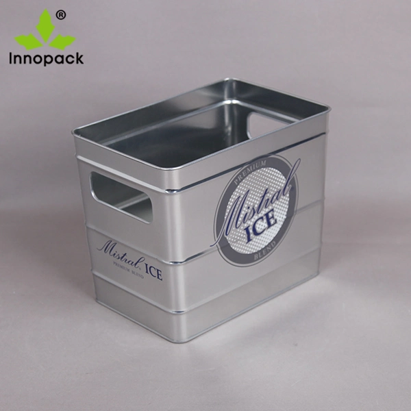 Printed 5L Square Metal Beer Ice Bucket with Handle