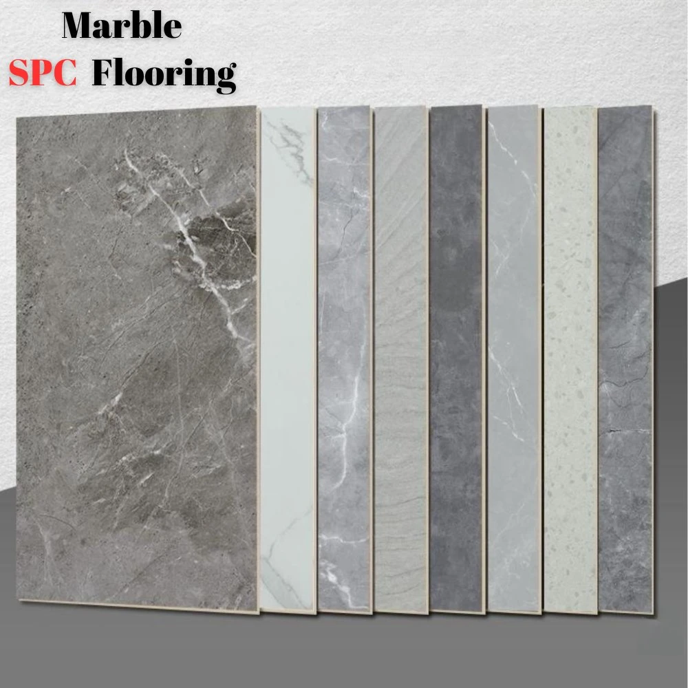 Waterproof 4mm/5mm/6mm/7mm/8mm PVC Plastic Plank Tiles Click/Lock Concrete/Stone/Marble Look Spc Vinyl Flooring