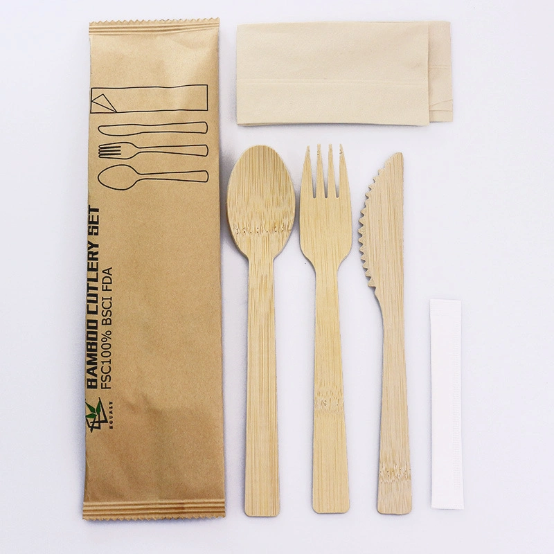 Bamboo Tableware Biodegradable Disposable Bamboo Fork Spoon Knife