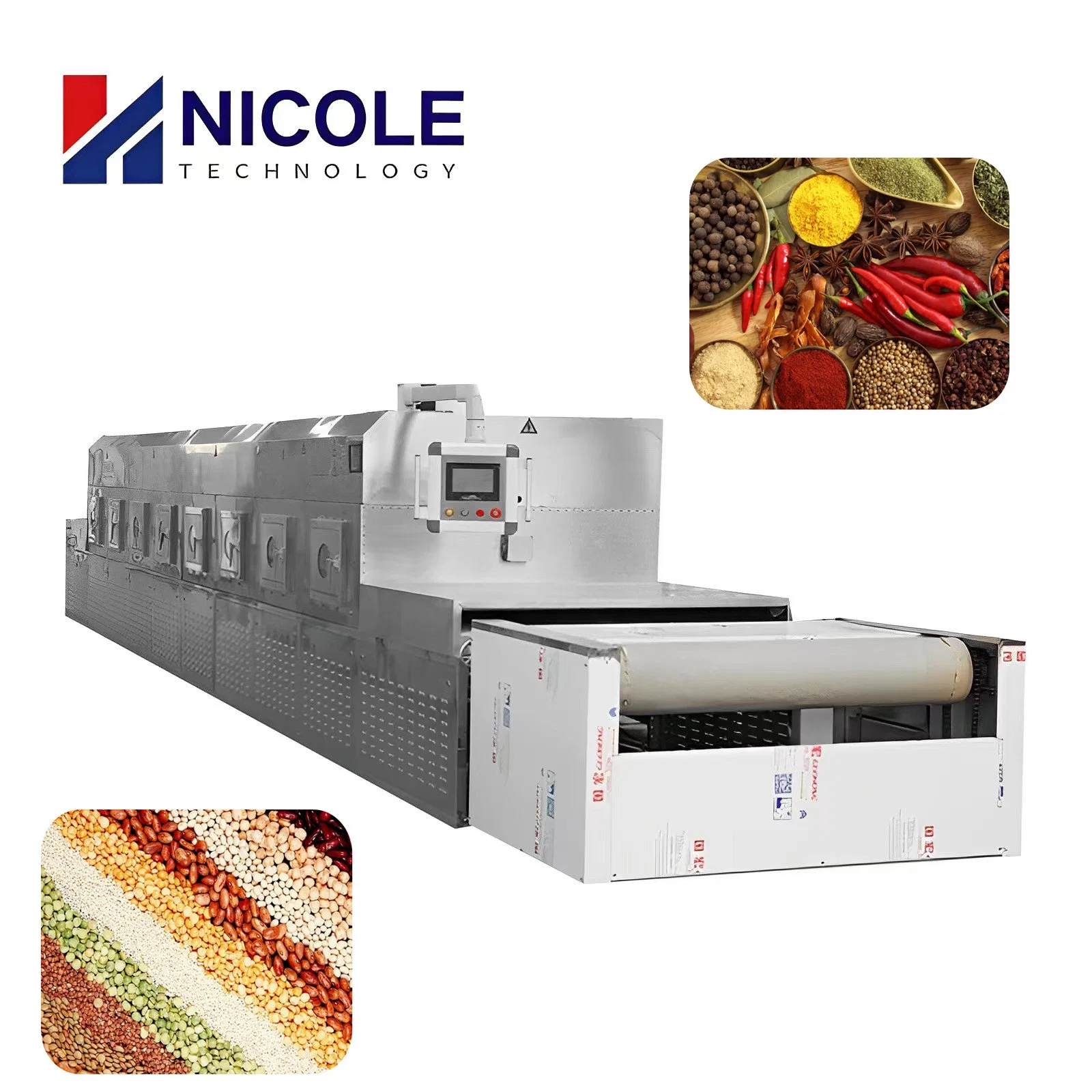 Industrial Stainless Steel Microwave Continuous Food Tunnel Belt Drying Machine