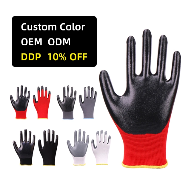 Защитные перчатки Xingyu 13G Ployester Shell нитриловые перчатки с покрытием/строительство перчатки/рабочие перчатки с великолепного качества