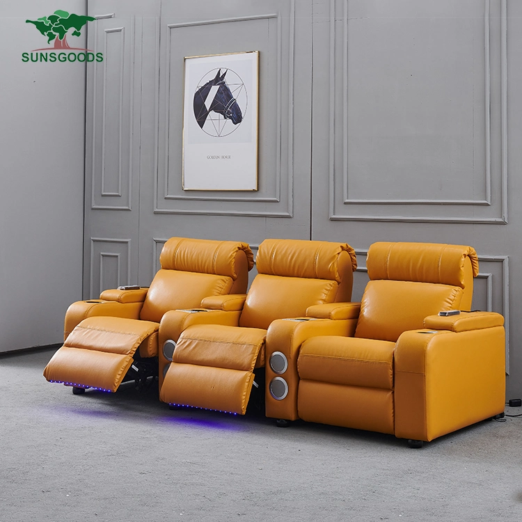 Mejor venta de sofá de cuero para sala de estar clásico con diseño moderno de masaje y reclinable para teatro en casa