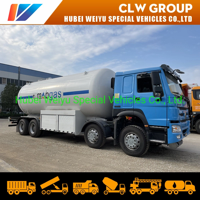 عجلات HOWO 12 الصينية X4 35000 لتر 16 طن بوبتور غاز البترول المسال Propane شاحنة صهريج لإعادة تعبئة أسطوانة غاز البترول المسال