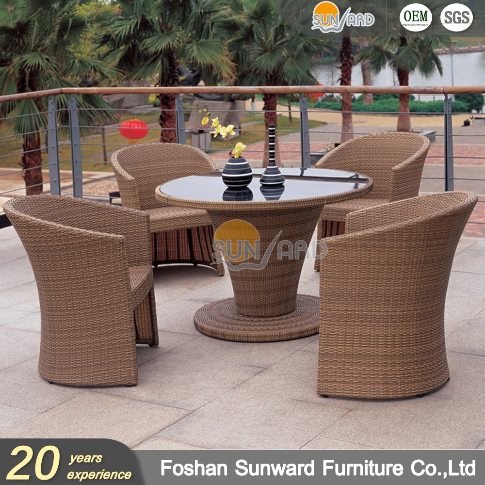 UV Resistance Modern Chinese Outdoor Garden Dining Set Hotel Home Dining Room Resort Villa Balcony Leisure Wicker Rattan Chair and Table