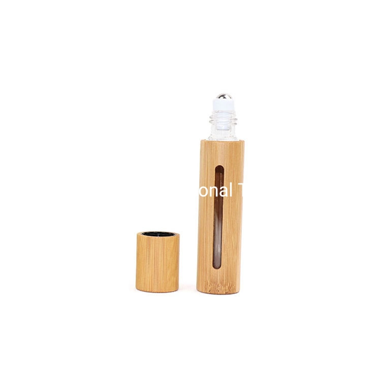 3ml 5ml 10ml 15ml Glass Inner Bamboo Essential Oil Roll on Bottle with Window and Metal Roller Ball