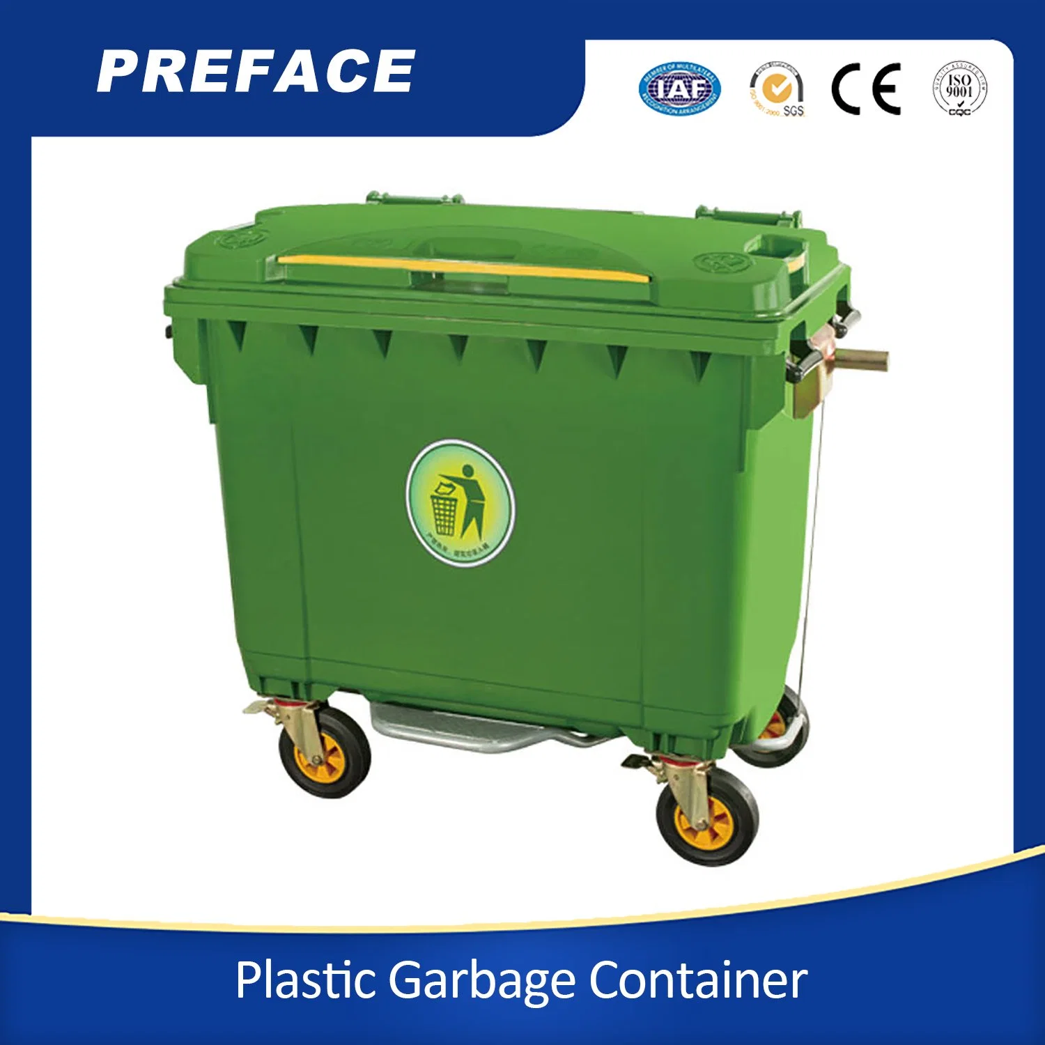 Hot Sale Recycling Garbage Cans Outdoor Waste Bin Plastic Trashbin 1100L Dust Bin Outdoor Trash Can HDPE Outdoor Trash Bin Plastic Dustbin Plastic