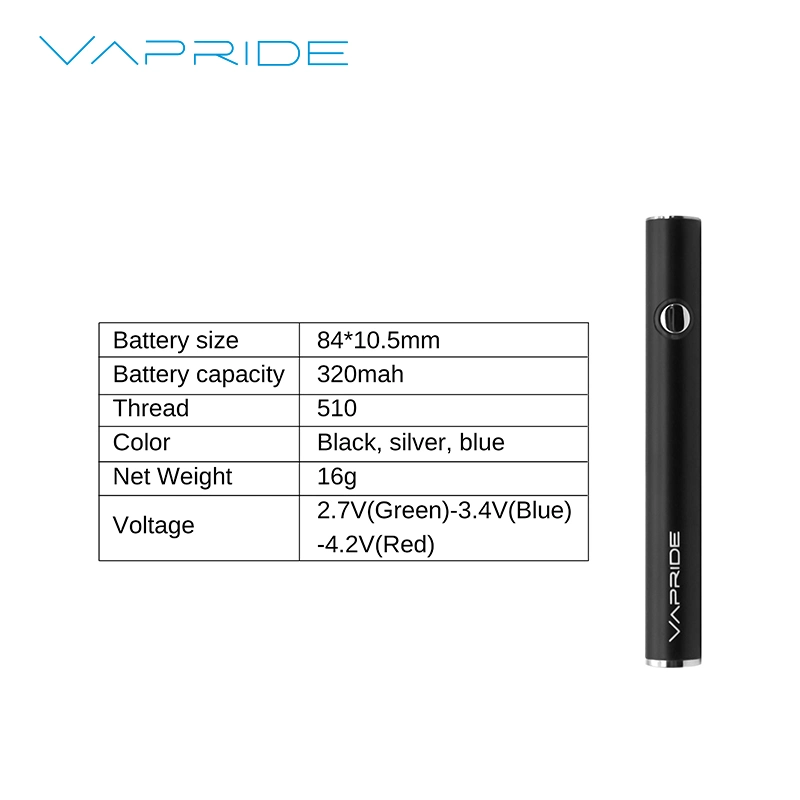 Portable Slim 320mAh Thick Oil 510 Vape Pen Battery with USB Charging