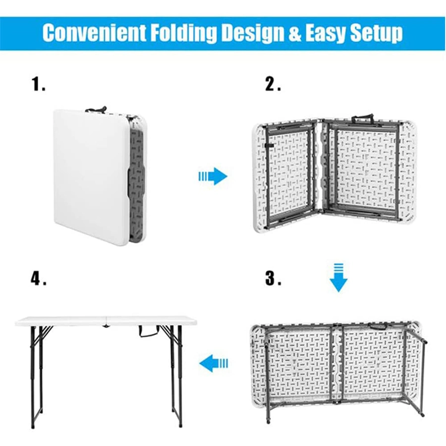 Wholesale/Supplier Quality Outdoor Picnic Dining 4FT Plastic Rectangular Adjustable Height Folding