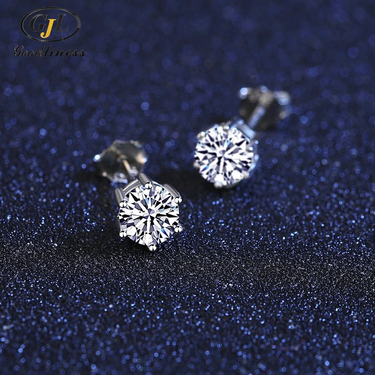 S925 Esterlina Moissanite Joyas Plata Stud Earrings