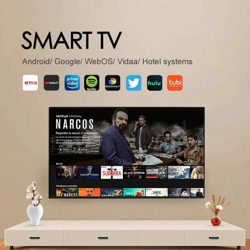 Commerce de gros OEM personnalisé nouveau 100"32"42"43"50"55"65" haut-parleurs hi-fi de la musique Modèle pouces écran LCD de la télévision analogique ou numérique Smart Android LCD LED Prix TV 4K