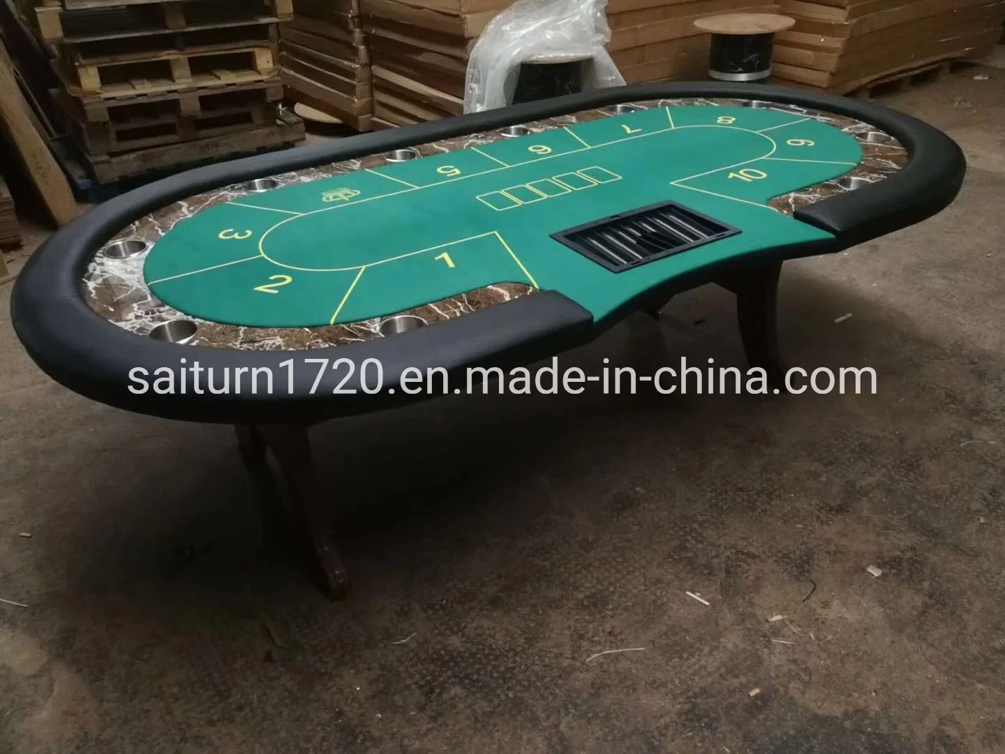 Custom Poker Table with Real Wooden Leg with Dealer Spot