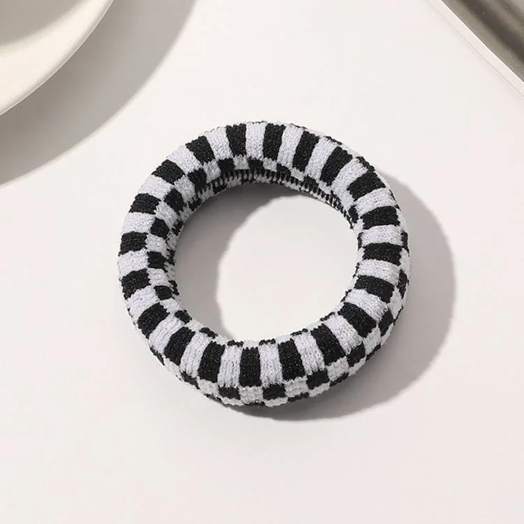 Korean Striped Checkerboard Contrasting Towel Scrunchies Girls Hair Buns Scrunchy Band Fashion Curly Soft Hair Ties Accessories