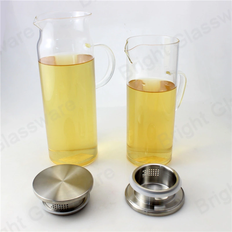 Heat-Resistance Clear Empty Glass Water Pot with Metal Lid