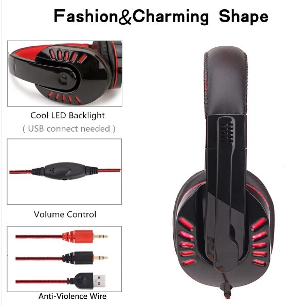 Computer Gaming Headset, Black&Red Color for Cool Design