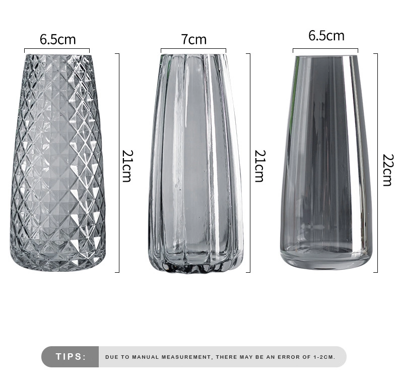 Dropshipping Transparent Available Living Room Decor Crystal Modern Classic Cylindrical Glass Vase