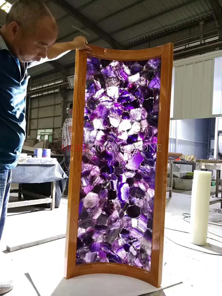 Hintergrundbeleuchteter Material Purple Flourit Quarz Stone für Wand