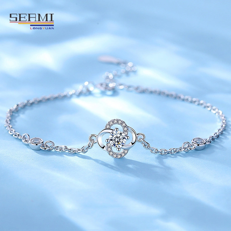 S925 Silver Lucky Four-Leaf Clover Bracelet Flower Boudoir Wrist Accessories Bracelets