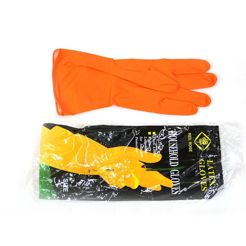 Guantes de Látex de color naranja hogar guantes de goma barata