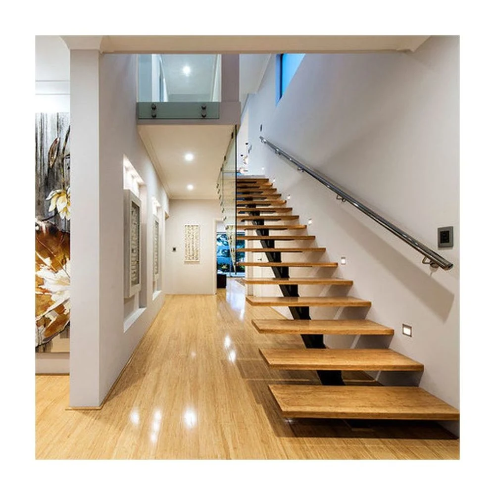 Prima Foshan Factory Modern Design Steel Wood Prefabricated Straight Staircase