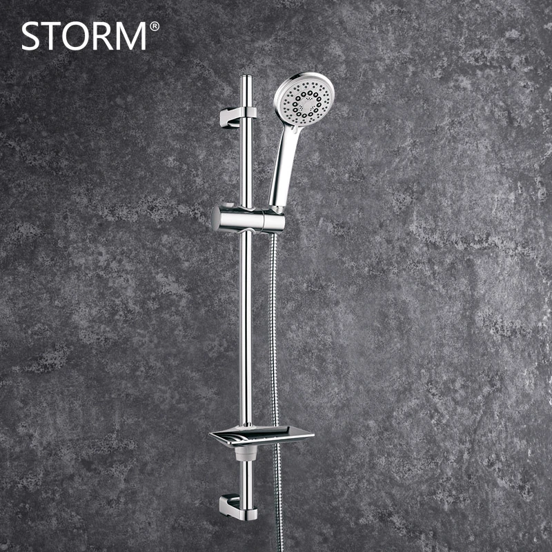 Bathroom Faucet Sliding Bar Multi Functions Hand Held Shower Circular Nozzle Rail Shower Set