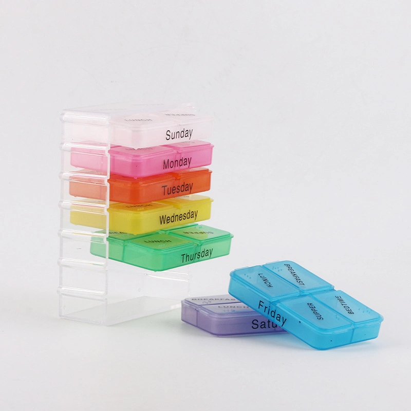 Wholesale/Supplier Weekly Pill Organizer 7 Day with 28 Compartments Plastic Pill Box