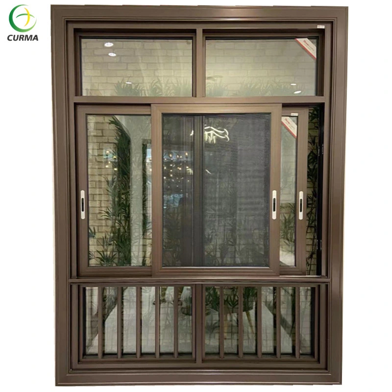 Horizontal UPVC/PVC Small Sliding Window Residential Iron Double Glazed Aluminium Sliding Windows