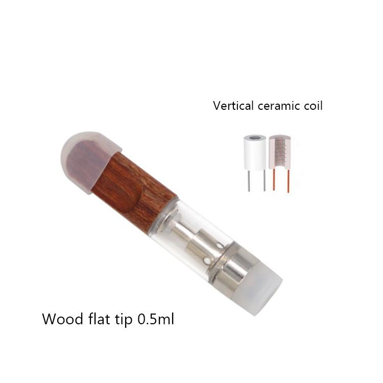 Wood Drip Tip 510 Thread in 0.5/1.0ml Oil Tank Ceramic Coil Cartomizer Disposable/Chargeable Vape Pen Cartridge