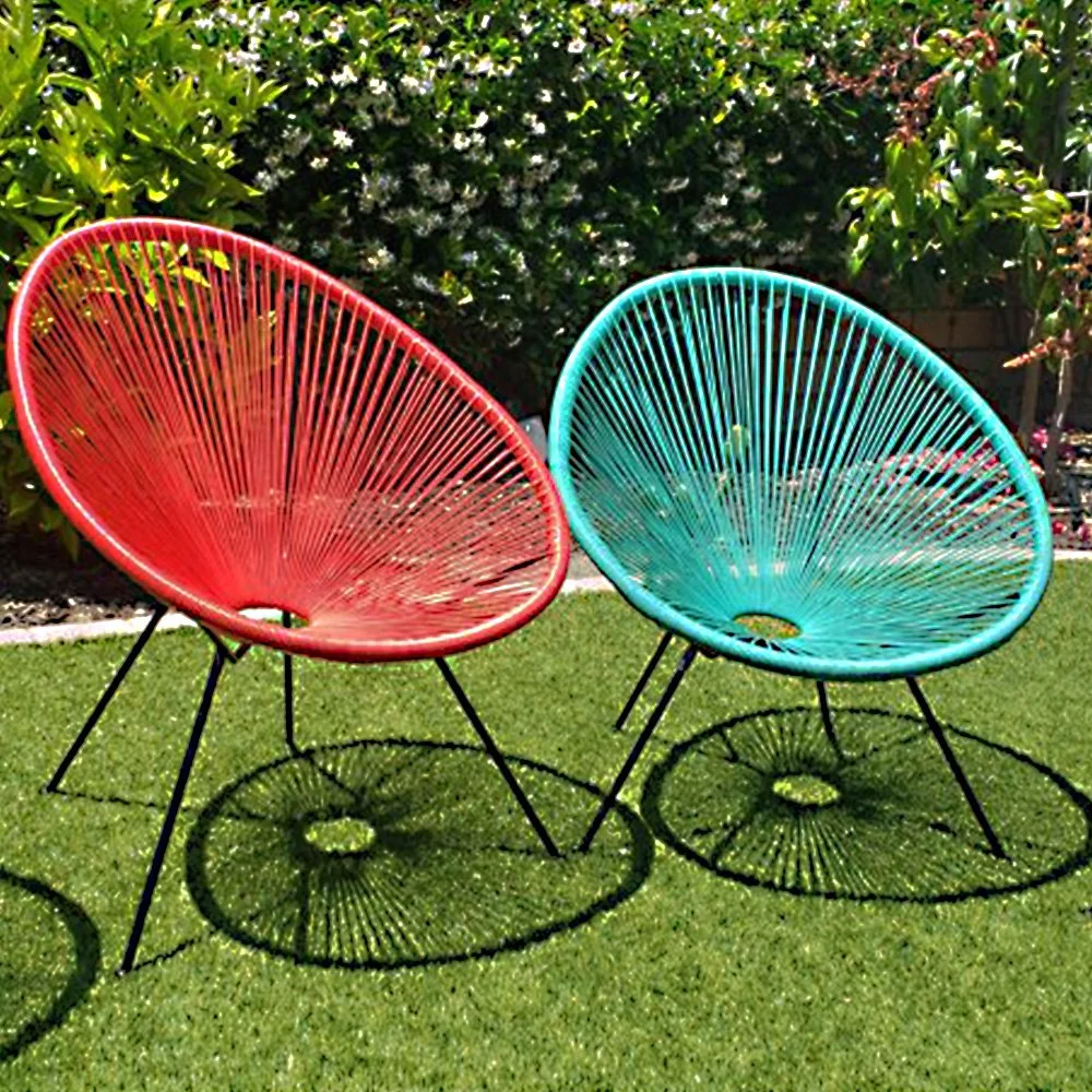 Outdoor Wicker/Rattan/Stacking Chair with Colorful Flat Wicker 4 Legs