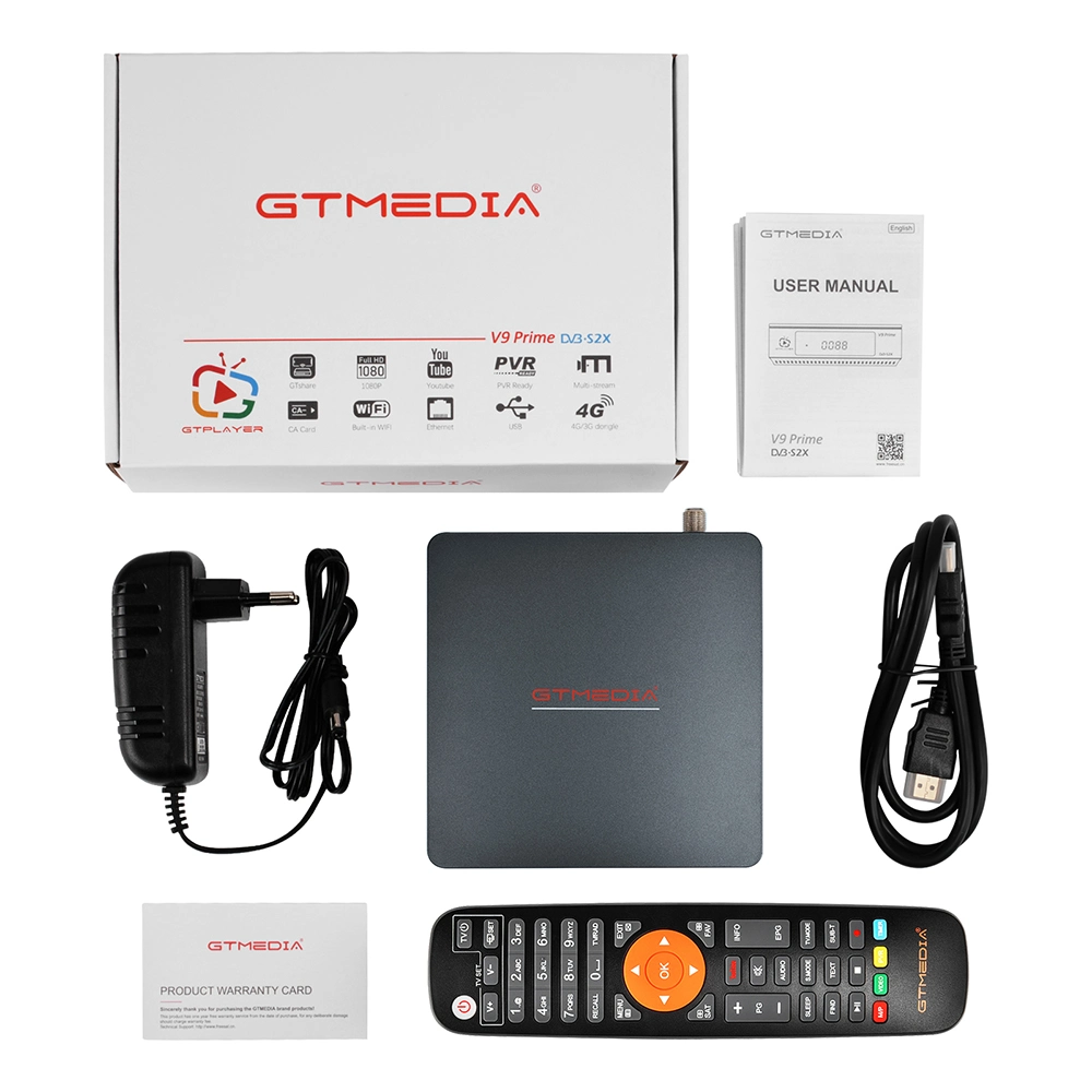 Newest Gtmedia V9 10 bits Premier H. 265 IPTV CA S2X récepteur satellite DVB