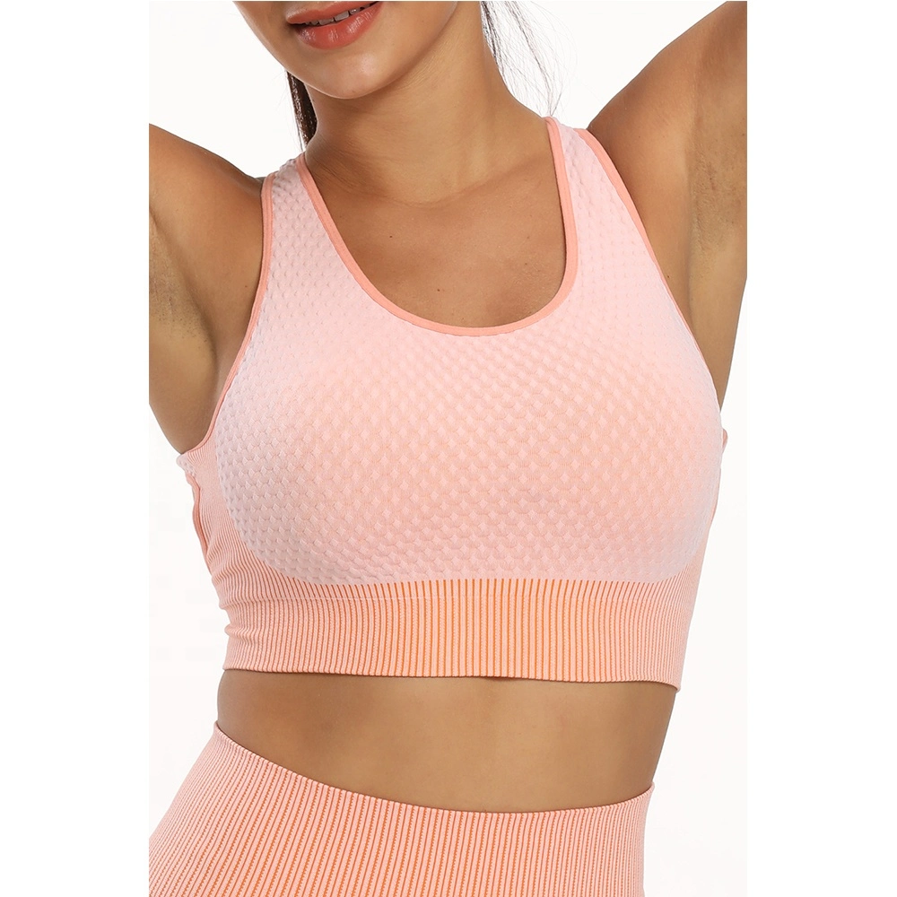 Novedades mujeres Deportes ropa interior impermeable musgo sin costuras vertical Camiseta de yoga absorbente de sudor Line Fitness Tops