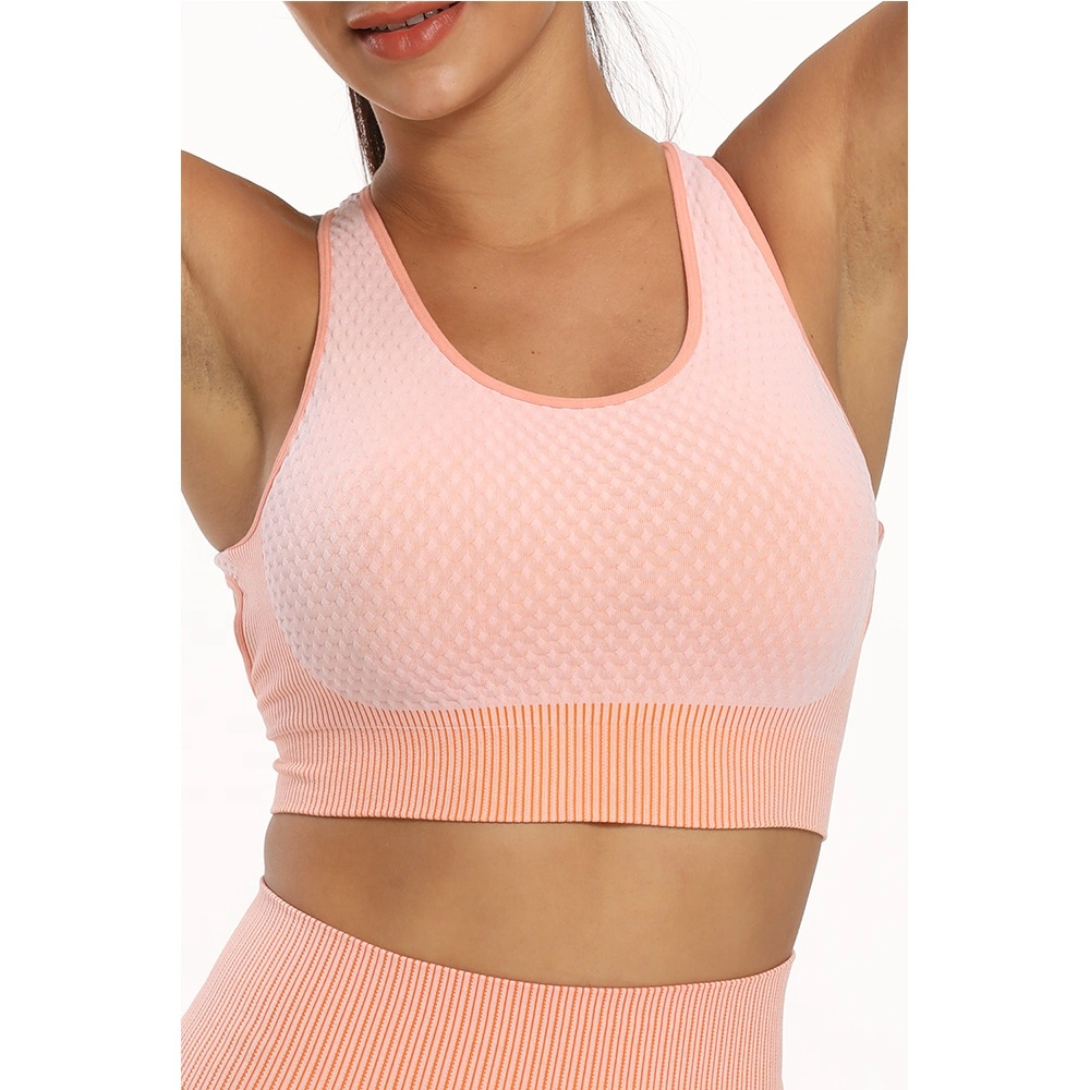 New Arrivals Women Sports Underwear Shockproof Gym Tops Seamless Vertical Line Fitness Tops Sweat Absorbing Yoga Shirt