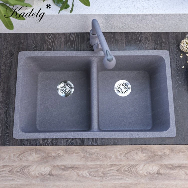 33 Inch Undermount Quartz Stone Double Bowl Granite Kitchen Sink Base Cabinet Sizes