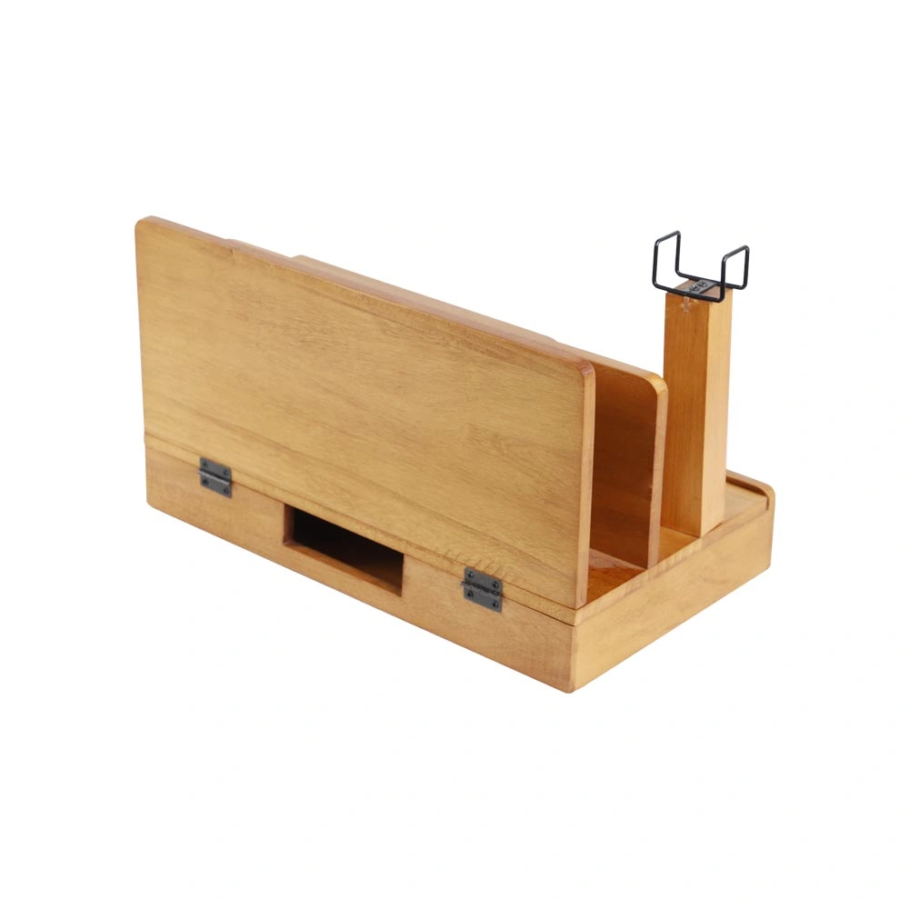 Office Wood Desk Organizer Book Holder with Charging Station Stationery Organizer