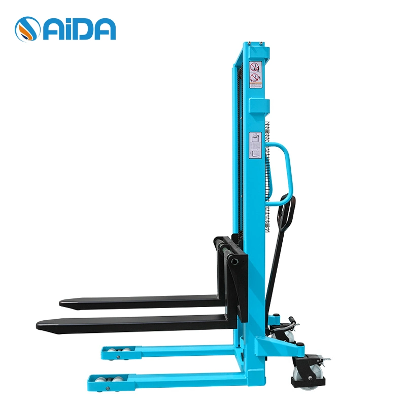 Aida Hydraulic Manual Hand Stacker Forklift New Manual Fork Lift Stacker Lifting Equipment