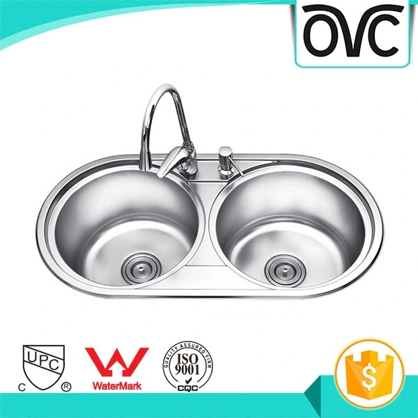 Loiça sanitária Novo Design em aço inoxidável Undermount Taça Individual ou Duplo pia de cozinha