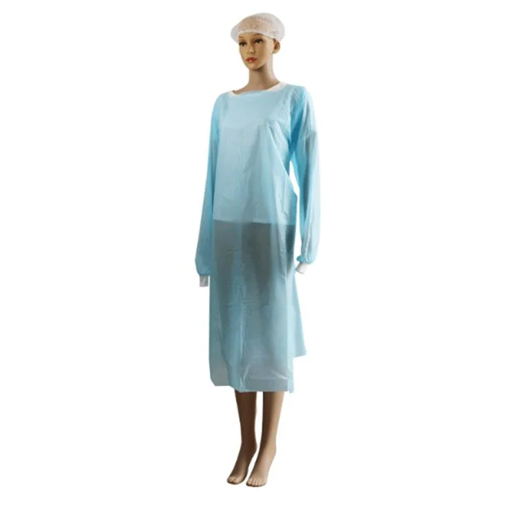 White Long Sleeve Disposable Plastic CPE Gowns with Thumb Loop Holes