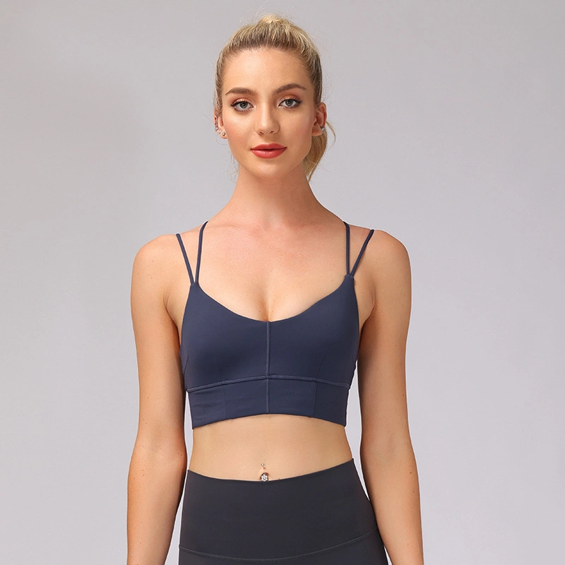 2021 Wholesale/Supplier Custom Logo Sexy Ladies Solid Color Beautiful Back Breathable Cross Design Women Yoga Bra Tops