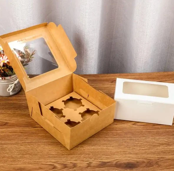 Heißer Verkauf Bäckerei Cupcake Boxen mit Fenster New Style Small Versandkarton Für Tasse Kuchen