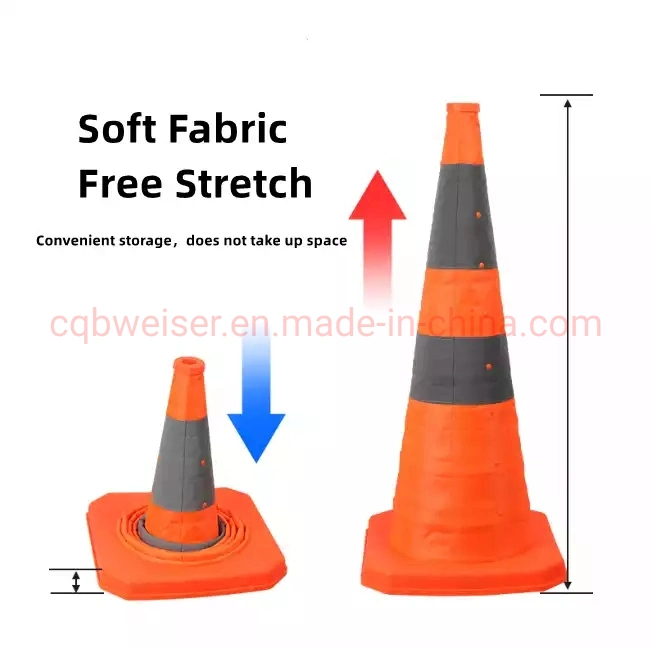 Retractable Flexible Reflective Soft Orange Safety Traffic Road Cone