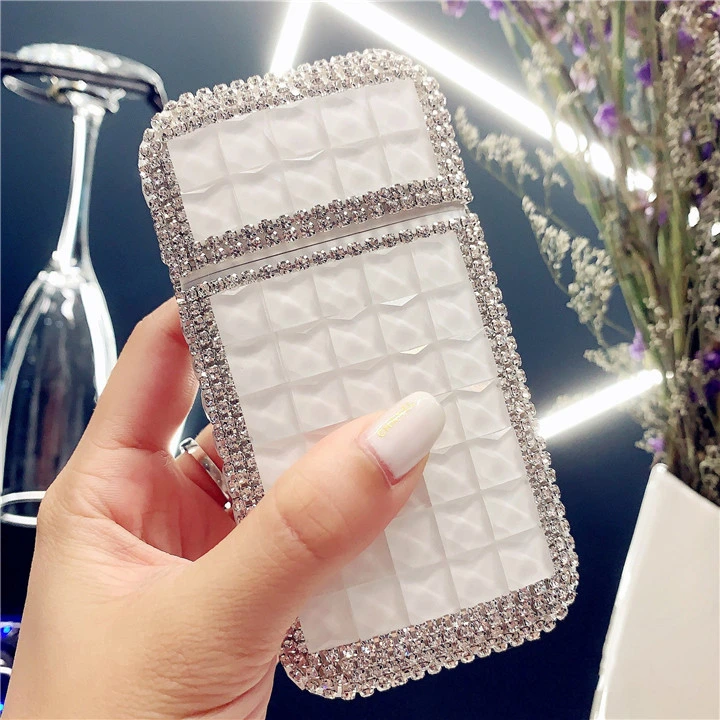 Ea075 Automatic Opening Tobacco Storage Box Long Waterproof Holder Bling with USB Lighter Small Acrylic Cigarette Case Wholesale