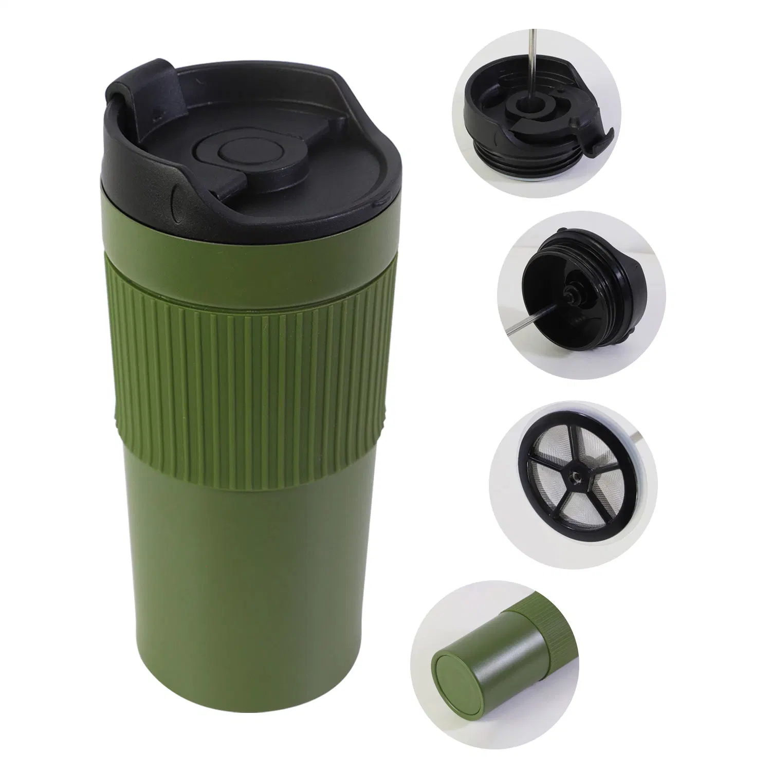 Vaso de viaje de acero inoxidable con aislamiento de vacío de doble pared Classic Taza de café termal portátil para camping y viajes