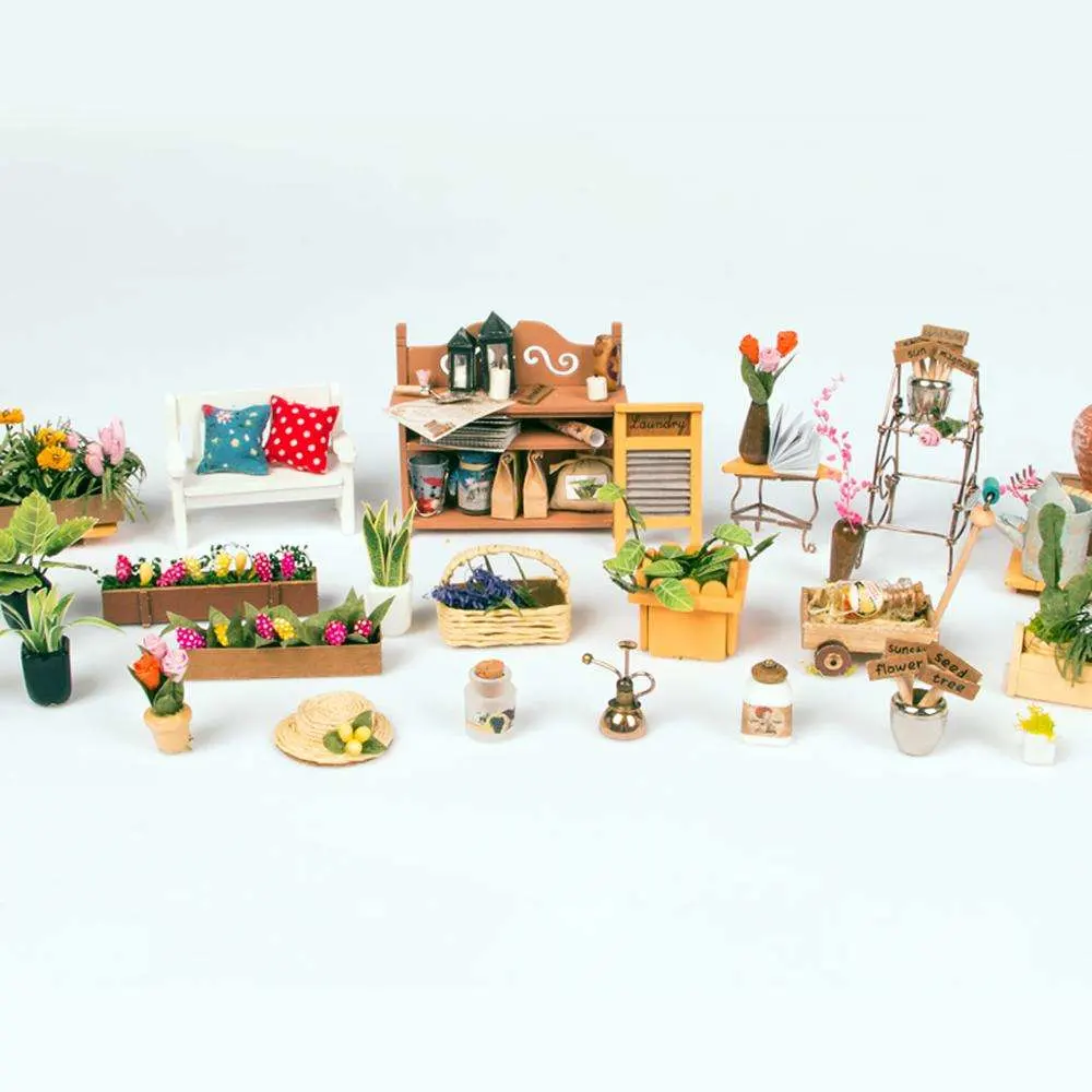 Flower DIY 3D Miniature Garden Wooden Doll House