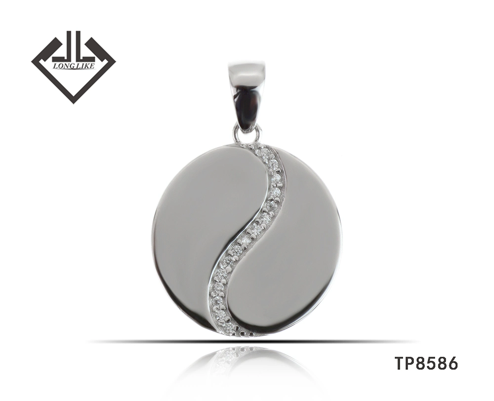 925 Sterling Silver Engravable Heart Plain Disc Charm Pendant